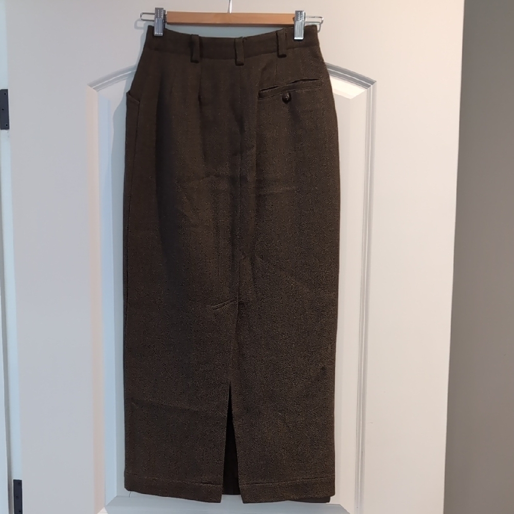GAP Brown Button-Front Pencil Skirt - Picture 3 of 7